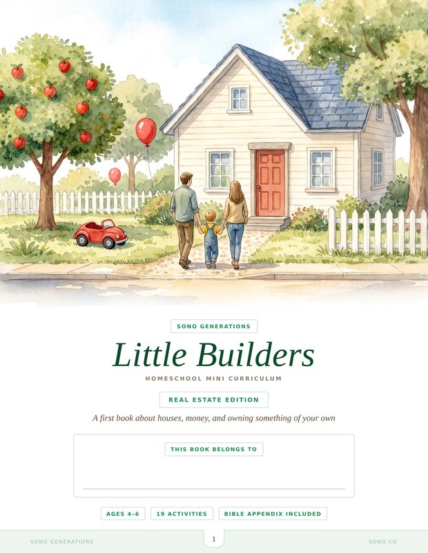 The cover of Little Builders: a first book about houses, money,
                    and owning something of your own. Ages 4-6.